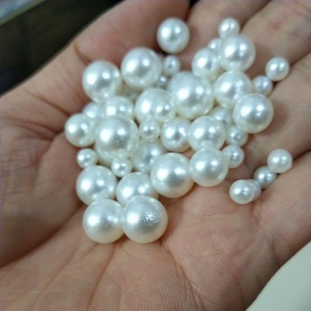 25gam hạt nhựa ngọc trai không lỗ màu trắng 4/5/8/10mm