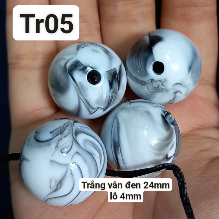 25gam hạt tròn nhựa vân giá đá size to 24mm lỗ xỏ 4mmn làm trang sức,trang trí thủ công