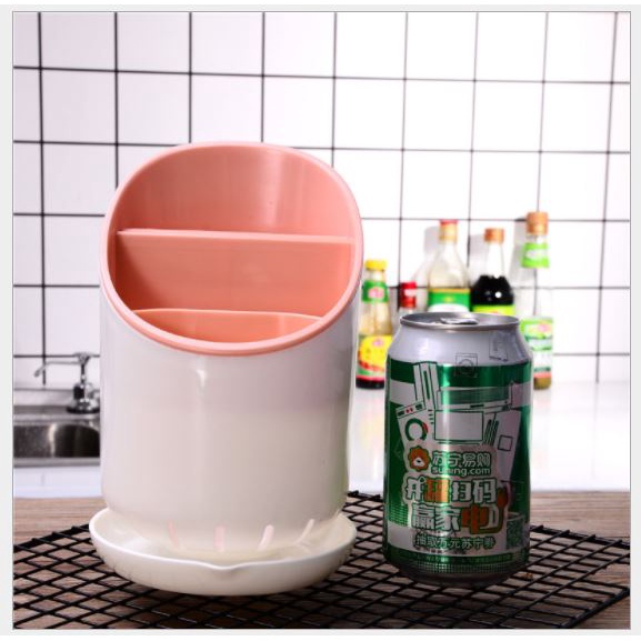 Ống Đựng Đũa Muỗng nhiều ngăn Bằng Nhựa Có Đế Hứng Nước Thông Minh p191-35