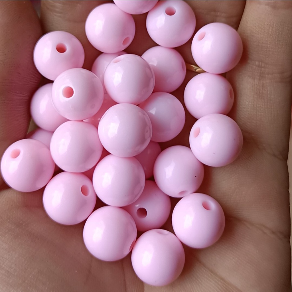 10-25gam hạt nhựa 12mm tròn nhiều màu có lỗ xỏ dây cỡ 2mm