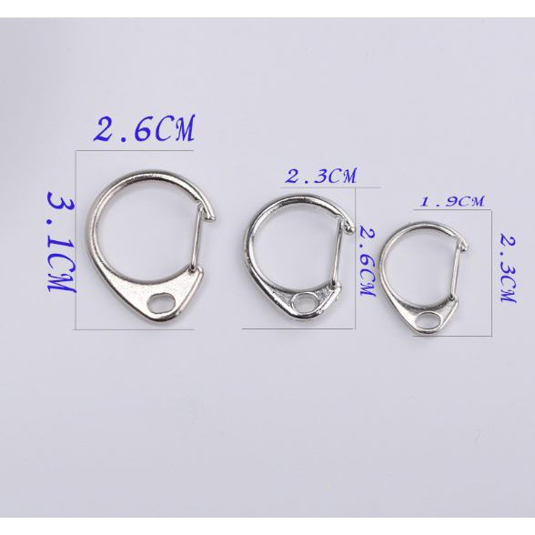 5 móc khóa càng cua chữ C dùng cho chìa khóa, túi xách nhiều size