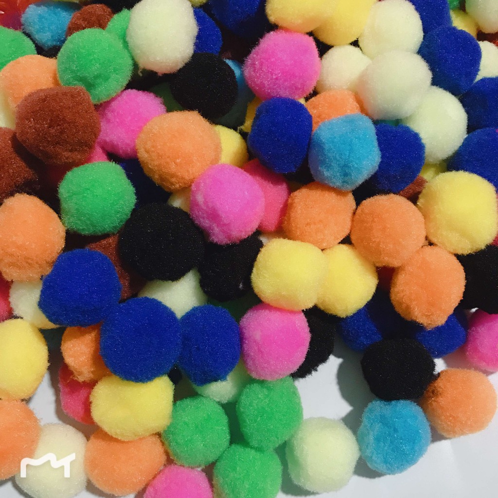 50-100 hạt pom pom, pompom size 10mm, 15mm, 20mm, 25mm, 30mm đủ màu
