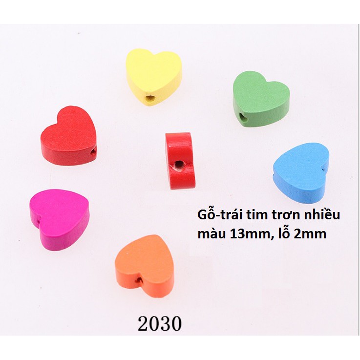 10 hạt gỗ trái tim in nhiều kiểu