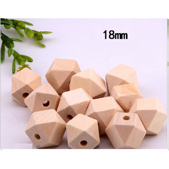 2 hạt gỗ đa giác đủ size 10mm-12mm-14mm-16mm-18mm-20mm-25mm-30mm