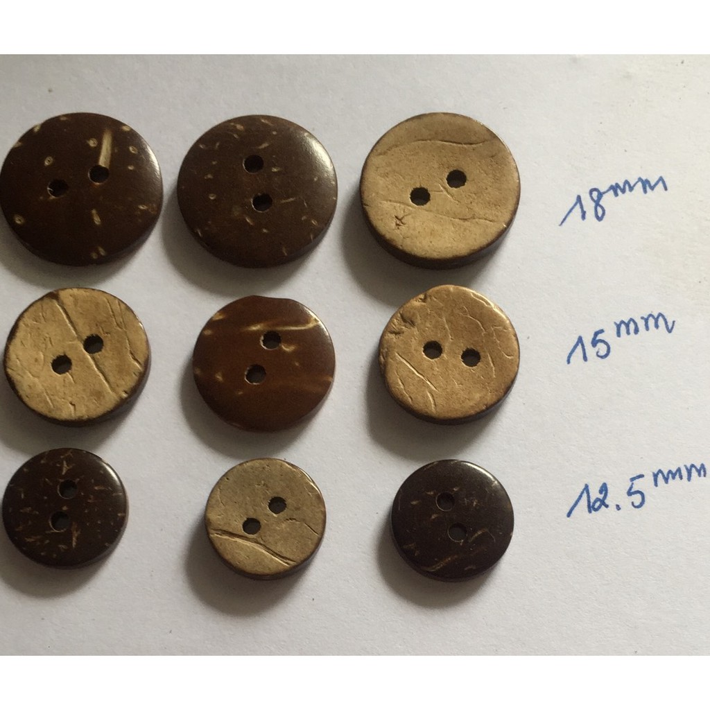 (p118-38) 10-50 nút gỗ dừa size 12.5/15/18mm