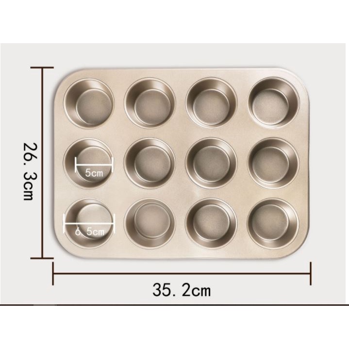 Khuôn nướng bánh Cupcake, bánh Muffin 4 ô / 6 ô /12 ô chống dính