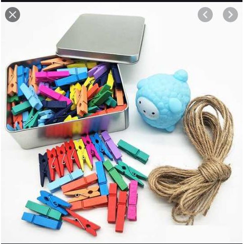 10-20 kẹp gỗ treo ảnh  nhiều size để chọn +5met dây treo
