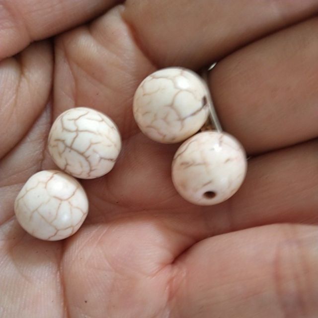 10 viên Đá turquoise ngọc lam màu trắng 6-8-10-12mm