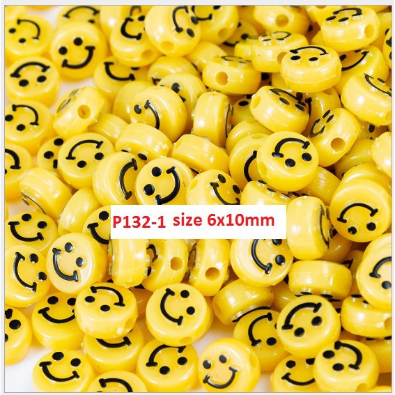 10-50 gam hạt mặt cười IN NỔI 10mm loại tốt xỏ vòng hat, làm trang sức