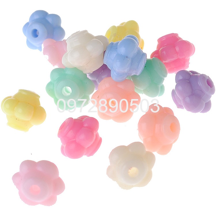 10-50gam hạt nhựa 10mm hình  lồng đèn nhỏ có lỗ xỏ để làm vòng tay, vòng cổ,