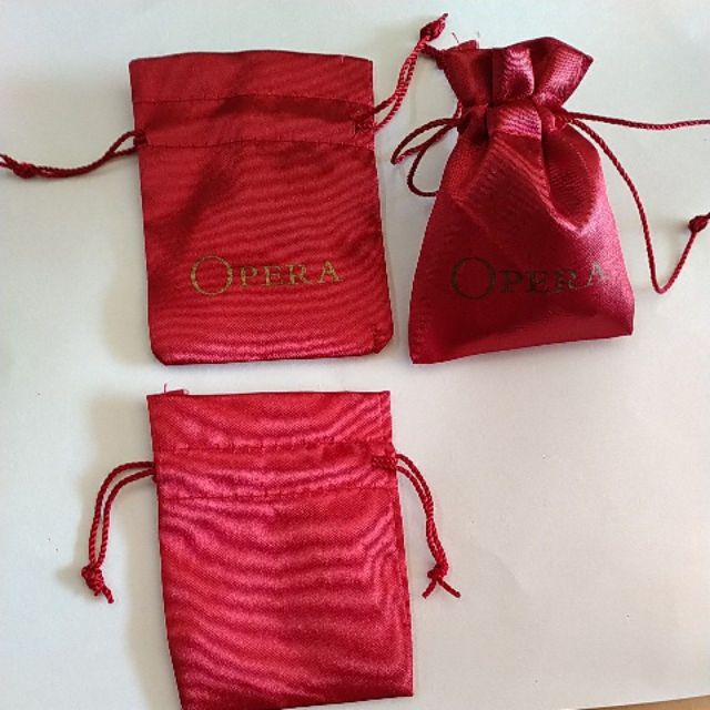 10 Túi rút mini vải phi bóng 6x8.5cm đỏ đô Opera