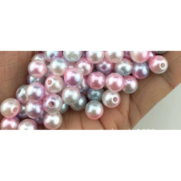 50gam hạt bẹt, hạt cườm ngọc nhựa CÓ LỖ đa sắc nhiều màu 6-8-10mm