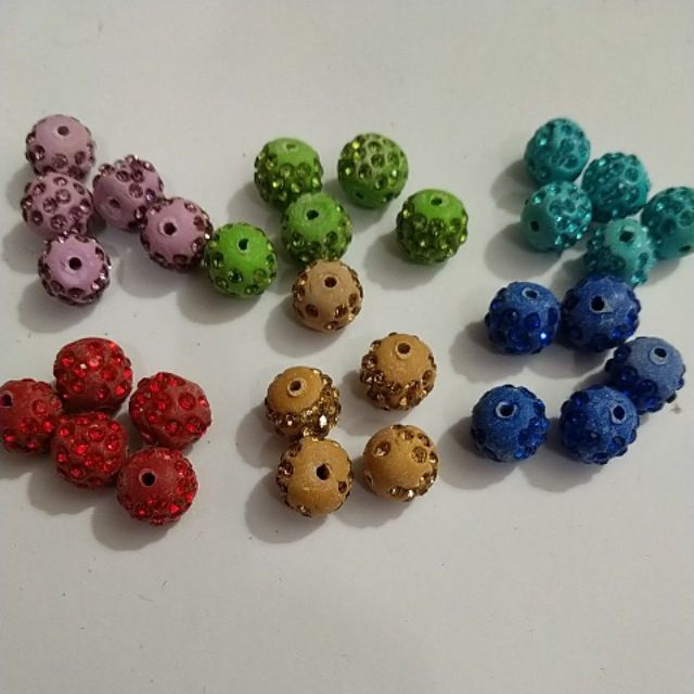 5 viên charm gốm đính đá 12mm nhiều màu