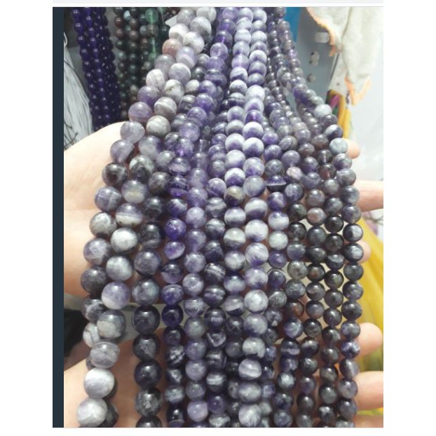 1 viên T H A C H - A N H tím brazil 5A làm vòng tay size 8-10-12-14mm