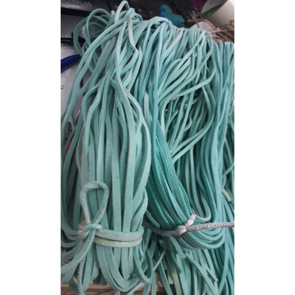 đoạn 1-2m dây da lộn bảng 3mm màu xanh ngọc