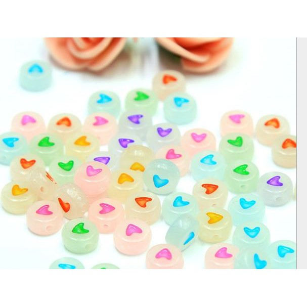 5-25gam Hạt Chữ Cái tròn dạ quang 7mm