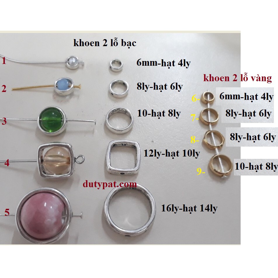 5 khoen lỗ bằng đồng mạ trang trí hạt size 10-12-16mm