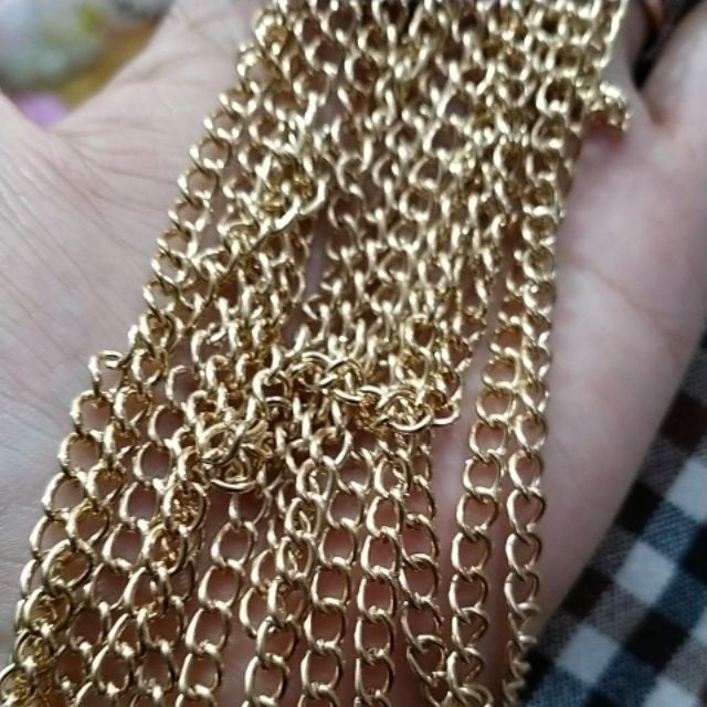 Xích cắt đoạn sẵn 76cm to bản 4mm màu vàng