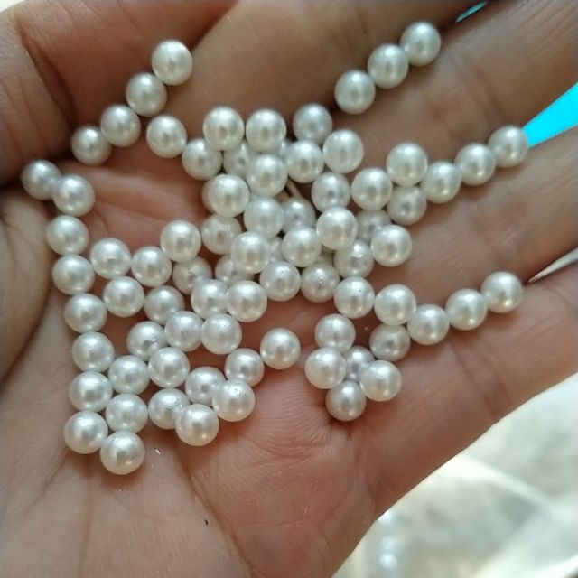 25gam hạt nhựa bẹt tròn không lỗ màu kem 4/5/8/10mm