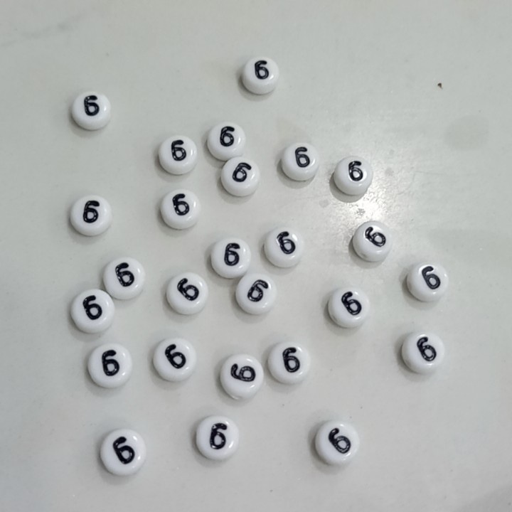 (Loại đẹp) 20 Hạt chữ số tròn, phép tính 4x7mm các màu làm vòng, dây đeo khẩu trang....