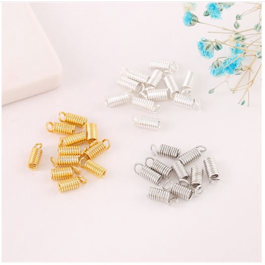 gói 50 chốt kẹp lò xo nối đầu dây làm vòng cổ, vòng tay size 2.5mm -3mm- 3.5mm-4mm-4.5mm-6mm