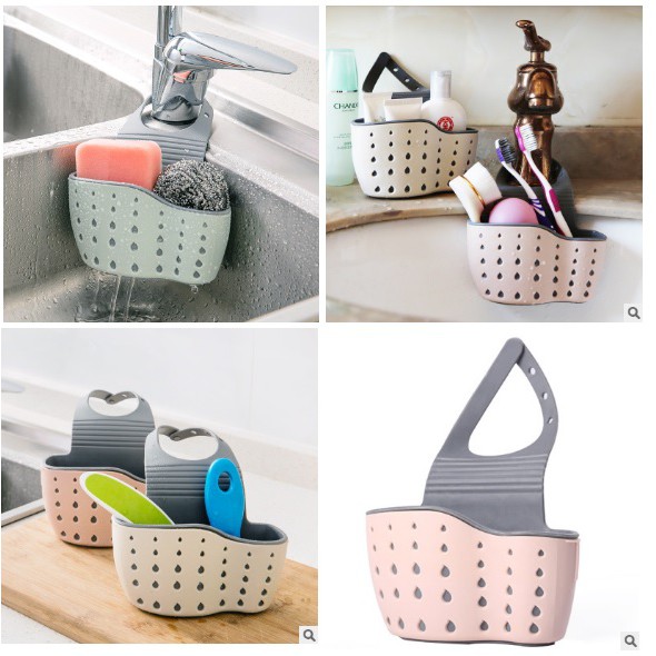 Giỏ nhựa đựng đồ đa năng nhỏ gọn có lỗ thoát nước treo bồn rửa nhà bếp, phòng tắm vệ sinh loại dày tốt