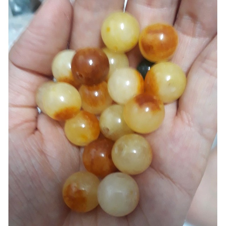 5 hạt đá thiên nhiên 12mm vàng nâu