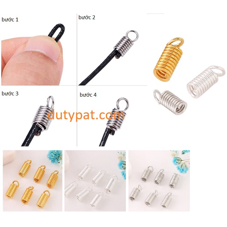 gói 50 chốt kẹp lò xo nối đầu dây làm vòng cổ, vòng tay size 2.5mm -3mm- 3.5mm-4mm-4.5mm-6mm