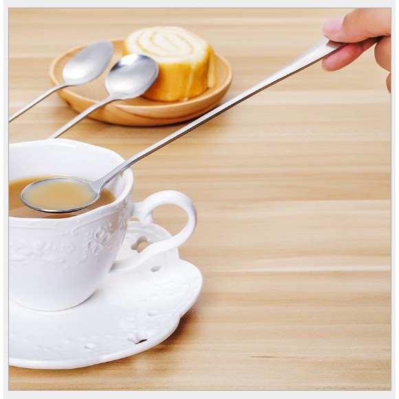 Muỗng cà phê & ăn kem cán dài bằng thép không gỉ Inox