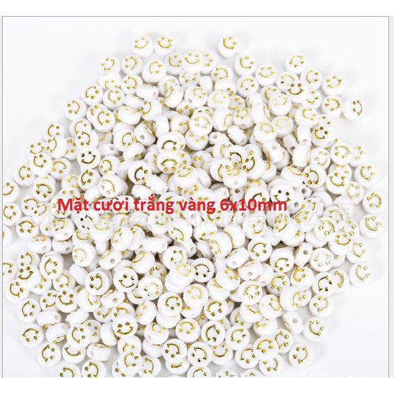 10-50 gam hạt mặt cười IN NỔI 10mm loại tốt xỏ vòng hat, làm trang sức