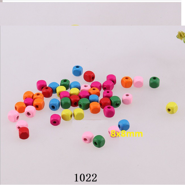 10-20 hạt gỗ vuông trơn& chữ nhiều màu làm đồ chơi, trang trí thủ công(5gam)