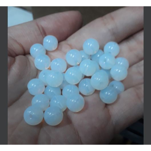 1kg Hạt đá thủy tinh màu trắng xanh làm vòng size 8-10-12mm
