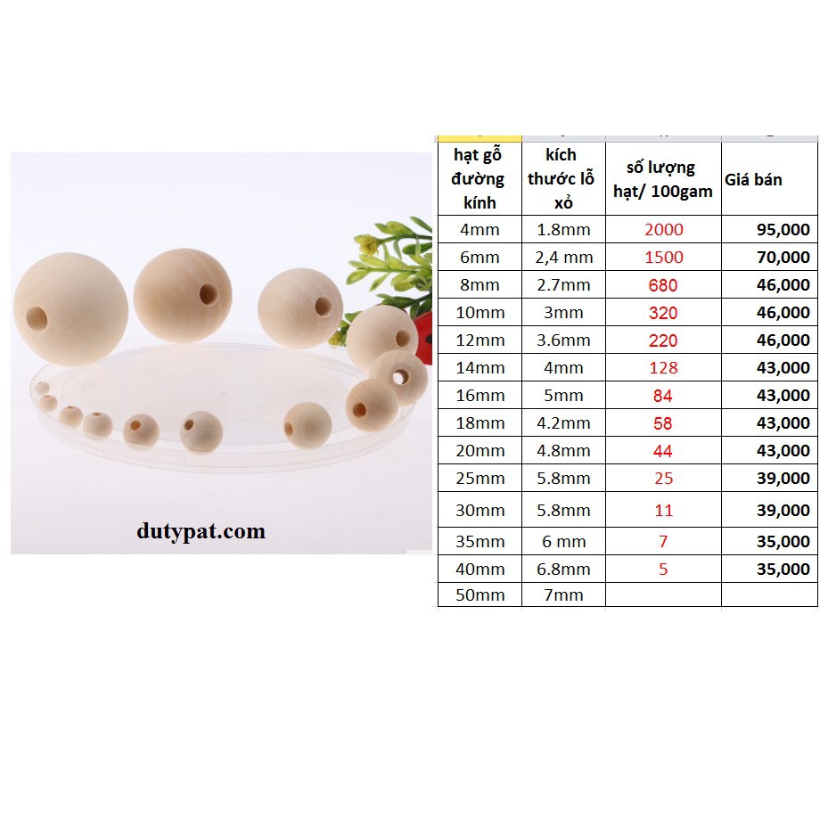 100gam Hạt gỗ kem tự nhiên đủ size 4mm-6mm-8m10mm-12mm-14mm-16mm-18mm-20mm-25mm-30mm-35mm-40mm