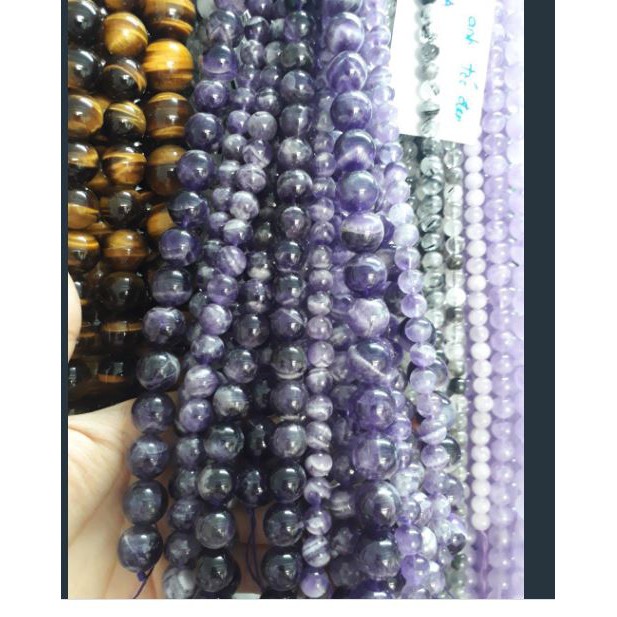 1 viên T H A C H - A N H tím brazil 5A làm vòng tay size 8-10-12-14mm