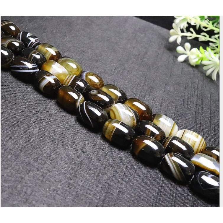 1 viên lu thống thiên nhiên 10x14mm màu Nâu vân sọc