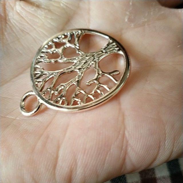 mặt kim loại cây tree of life 30mm vàng nhạt
