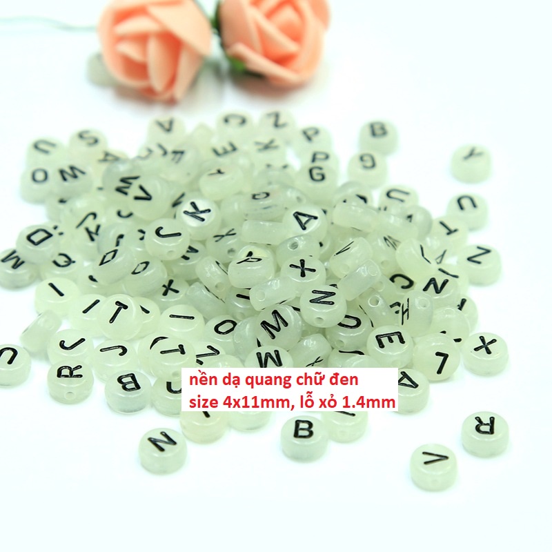 set 5-25gam Hạt Chữ Cái tròn, số 4x7mm nhiều màu để chọn