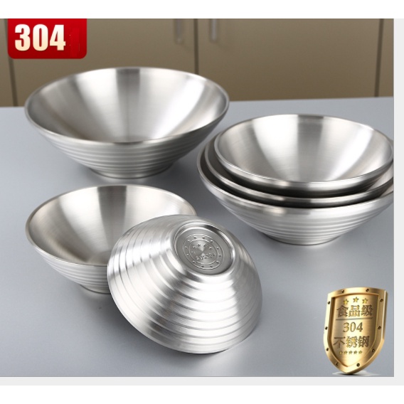 Tô inox 304 kiểu Nhật Bản  2 lớp chống nóng bền đẹp 16/18/20cm