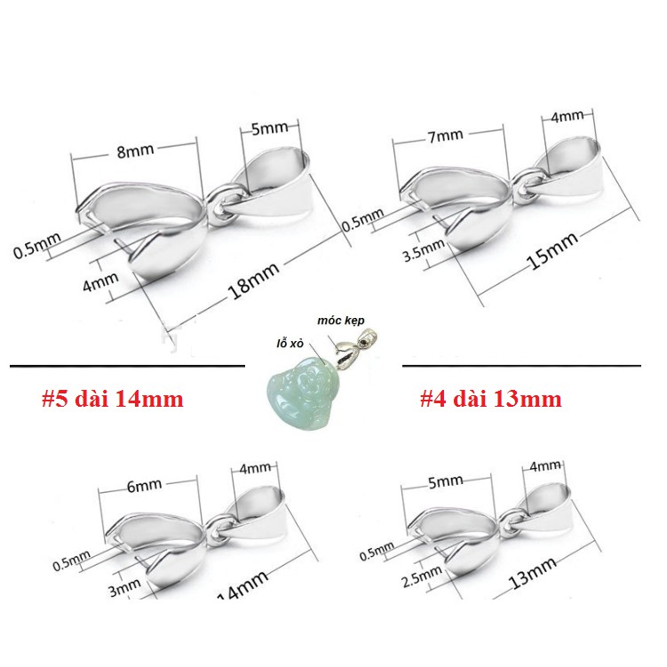 10 kẹp mặt dây chuyền bằng đồng đủ size