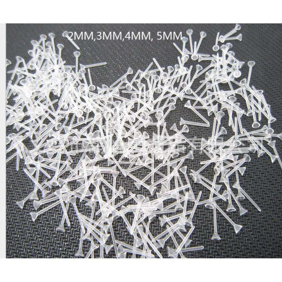 100 đế nhựa làm hoa tai sát size 2-3-4-5mm