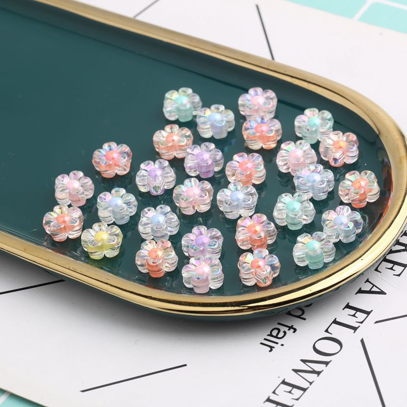 5-20 hạt nhựa ngôi sao, hoa 5 cánh, hạt nhân mờ, hạt nhân bóng 12mm có lổ xỏ làm vòng, trang trí handmade tùy thích