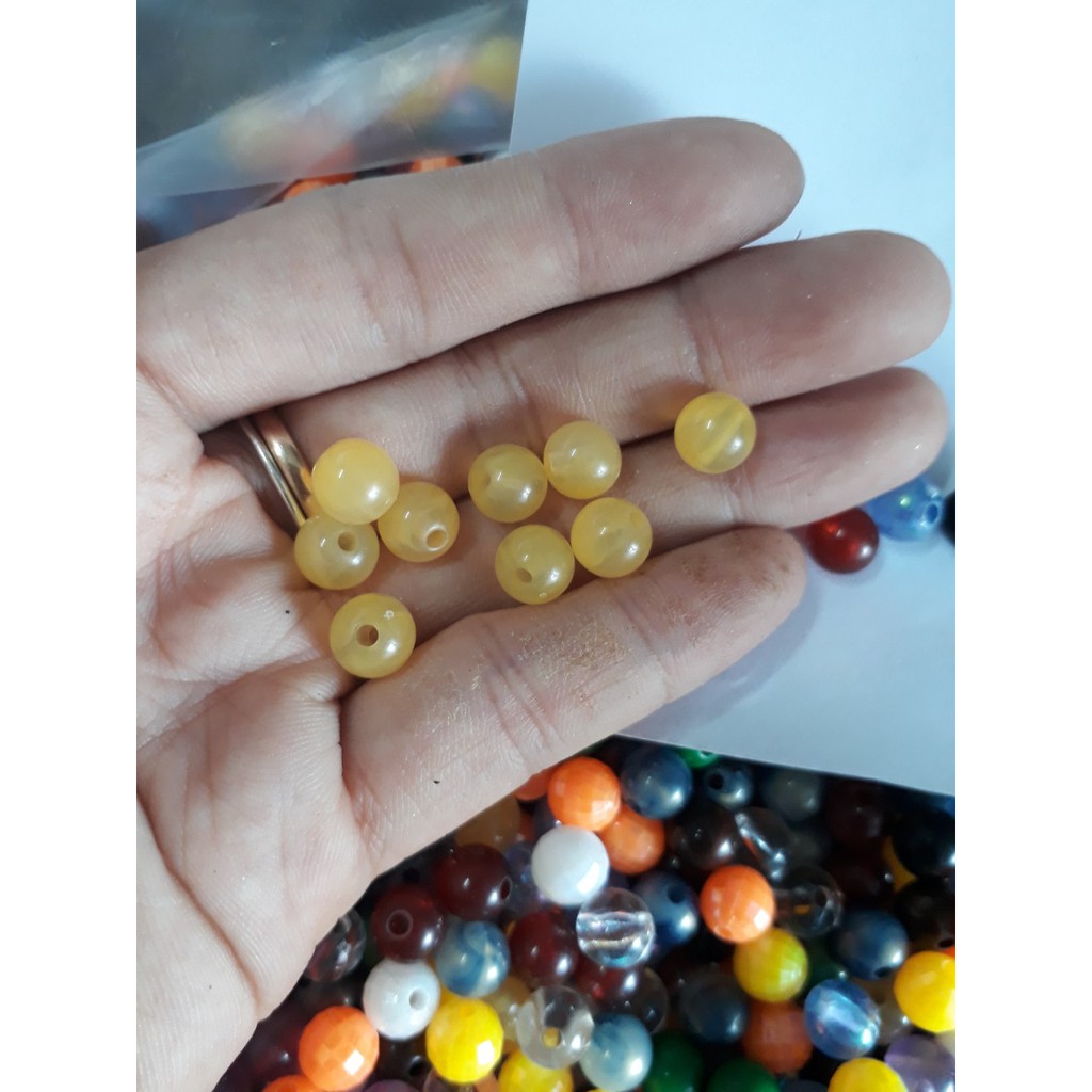 100gam hạt nhựa tròn làm vòng tay 8ly