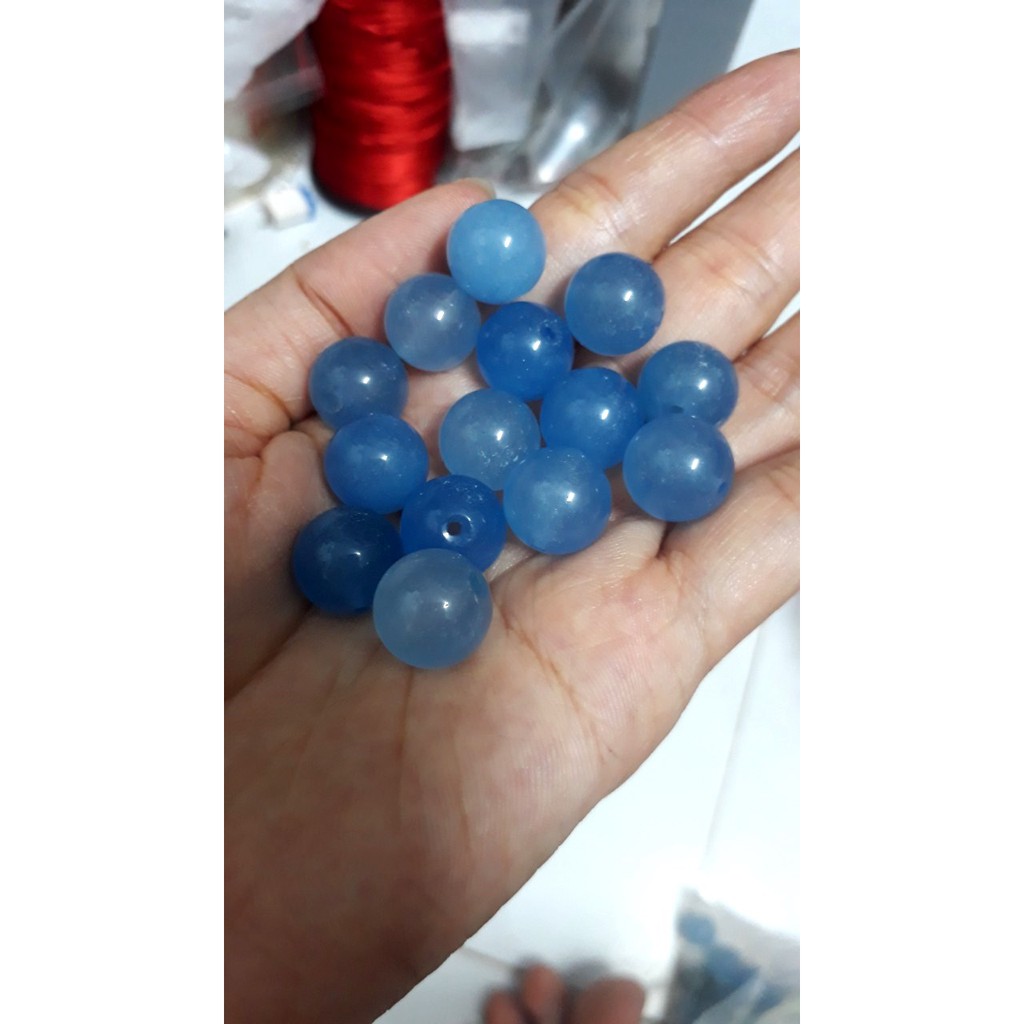 5 hạt đá thiên nhiên 12mm xanh biển làm vòng tay
