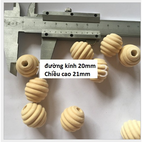 gói 10 hat gỗ oval xoắn tròn 20x21mm màu kem làm đồ chơi, trang trí diy handmade