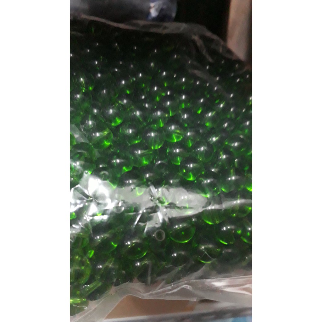 100-500 gam hạt đá thủy tinh xanh lá đậm size 4-6-8-8-10-12mm (màu 2)