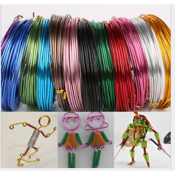 0.5kg dây nhôm mạ màu size 1.5 / 2mm uốn bon sai, handmade 20 màu để chọn
