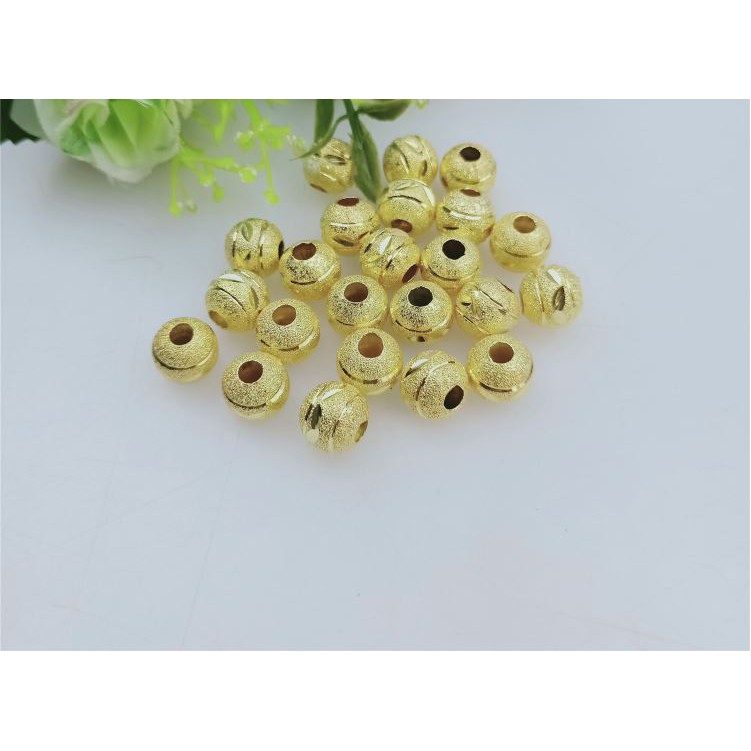 gói 2- 5-10 charm rỗng khắc hoa văn bằng đồng size 10mm