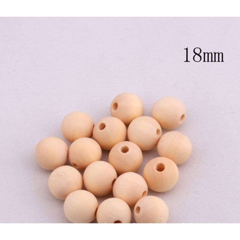 13hạt gỗ trơn màu kem tự nhiên size 18mm (gói 25/50/100gam)