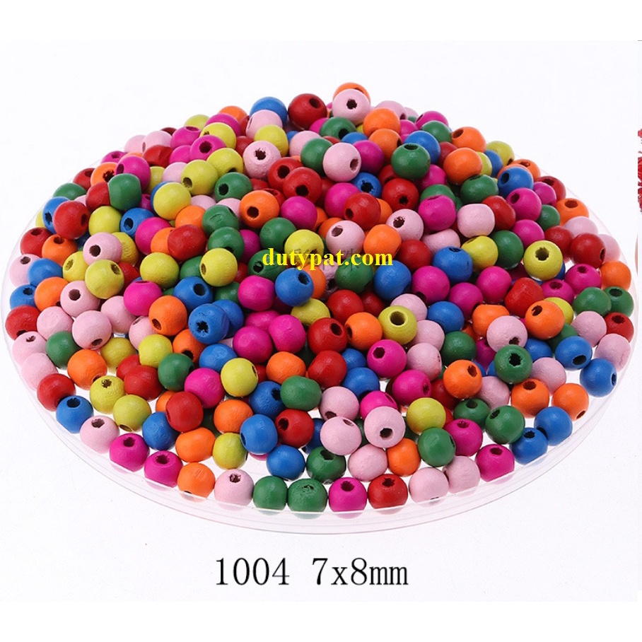 33-170 hạt gỗ 8mm nhiều màu  (gói 5/10/25gam)