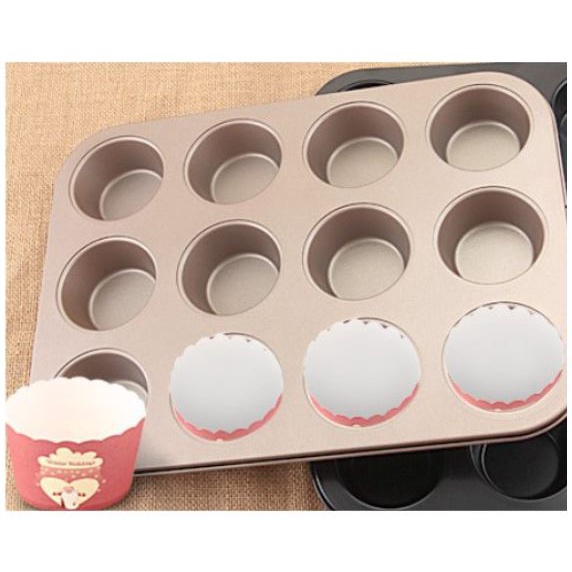 Khuôn nướng bánh Cupcake, bánh Muffin 4 ô / 6 ô /12 ô chống dính
